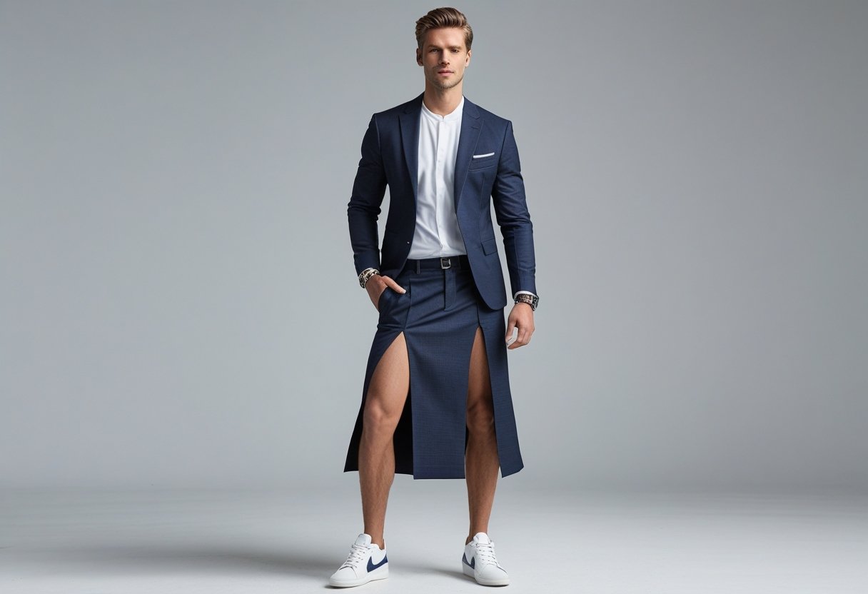 Sådan styler du din nederdel med slids med fede ting til maend